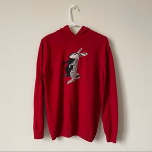 Barbour Chili Red Rabbit Sweater with Hood